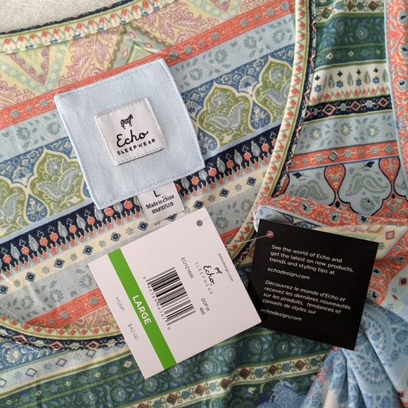 Echo Lounge Sleep Night Dress Chemise Sleeveless Scoop Neck Multicolor L NWT - Picture 14 of 16